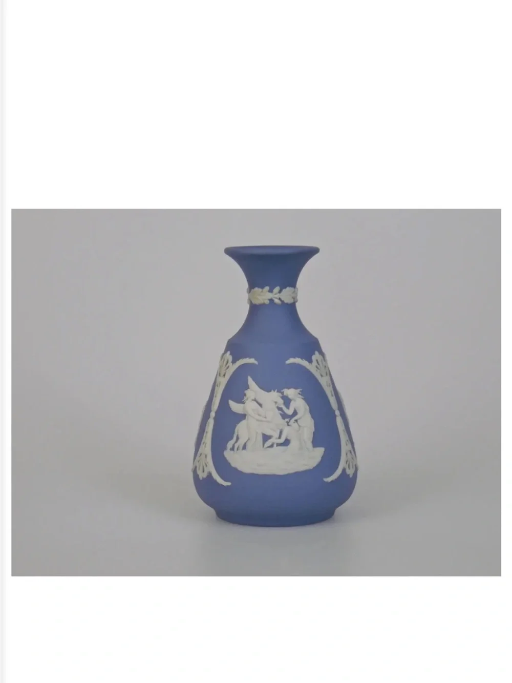 Wedgwood Blue and White Jasper-Style Relief Vase